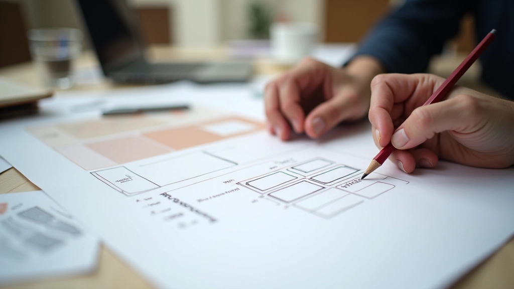 Website mockup met duidelijke visuele hiërarchie: grote titel, kleinere subkopjes en tekst