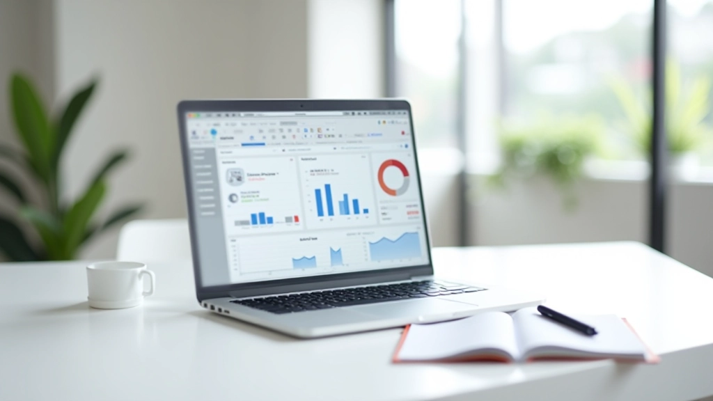 Scherm met SEO-analytics en zoekmachineoptimalisatie metreken, data visualisatie op kantoor